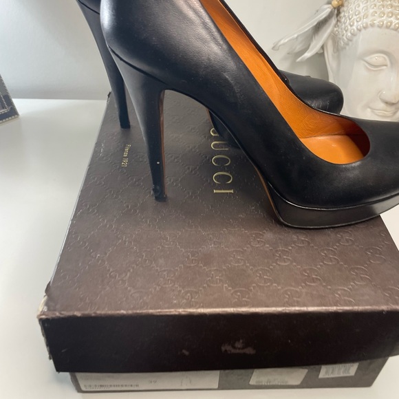 Black Gucci Platform Round Toe Black Stilettos Size 39 - Picture 3 of 9